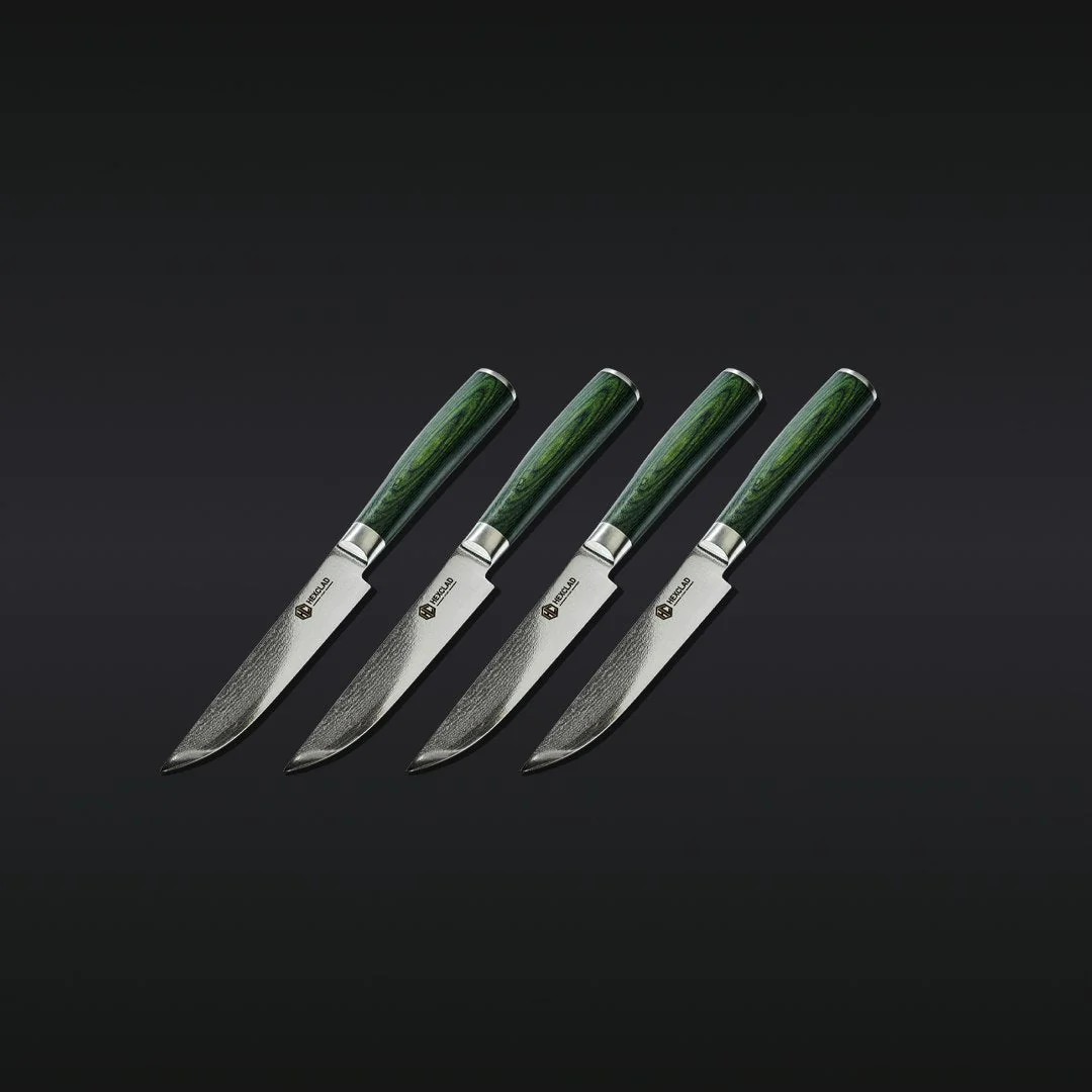 Japanese Damascus Steel Steak Knife Set, 4-pc