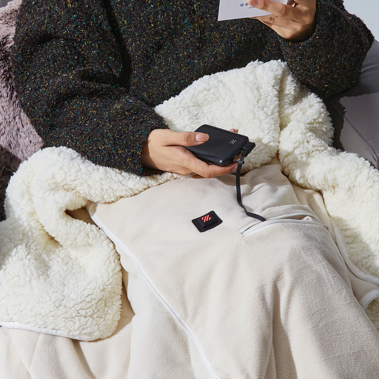 5. Battery Powered Heated Blanket- Z-Hug 3-in-1
