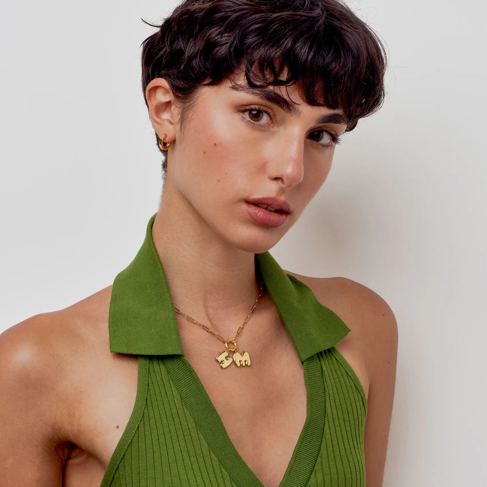 Bubble Up Initial Necklace - Gold Vermeil