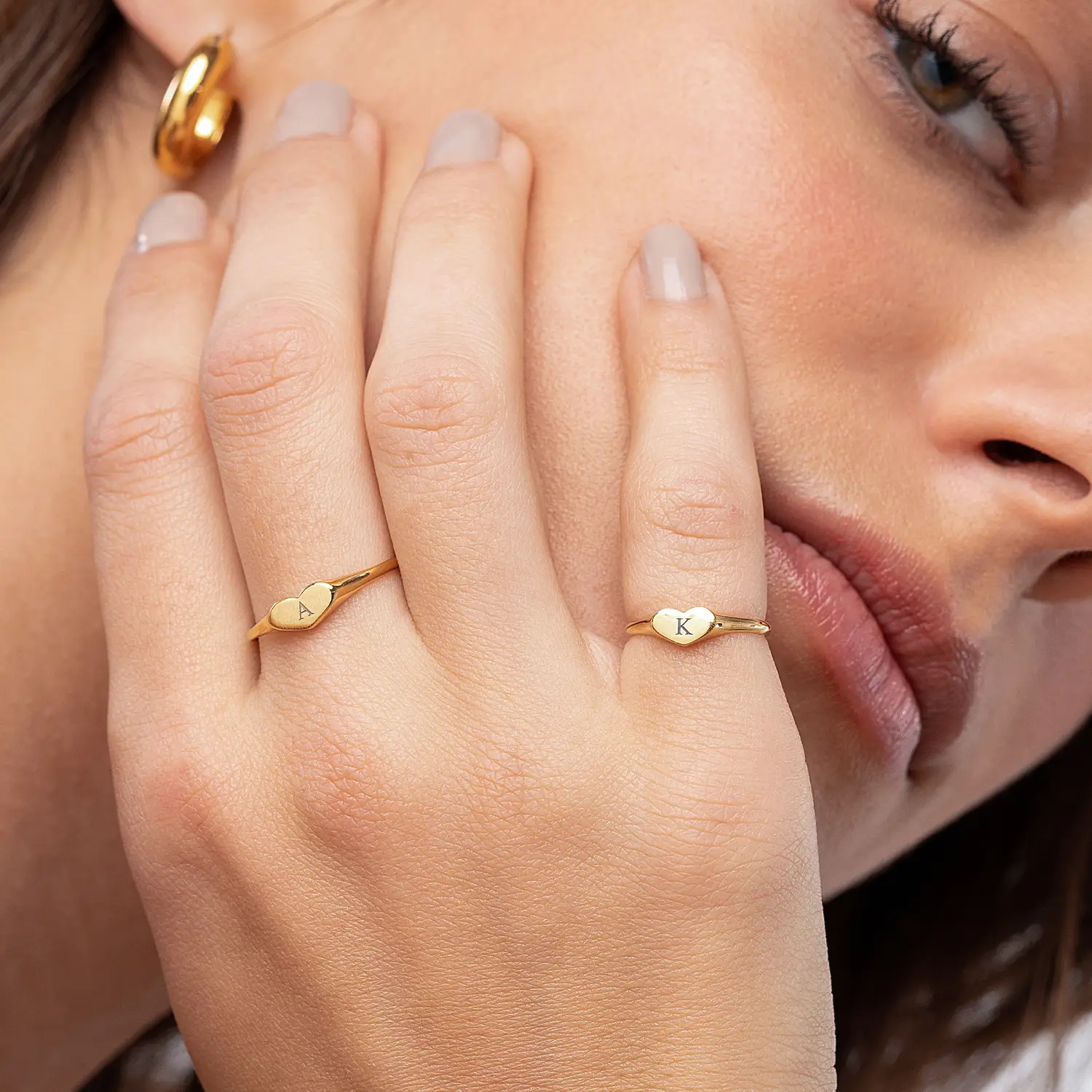 Heart Signet Ring with Initial - Gold Vermeil