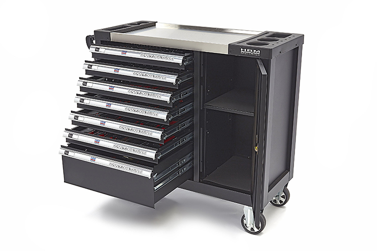 2) HBM XL Premium Gevulde Gereedschapswagen met Deur - 274 Delig