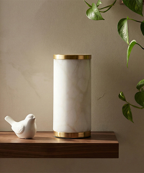 Luxe Rechargeable Table Lamp in Alabaster and Brass