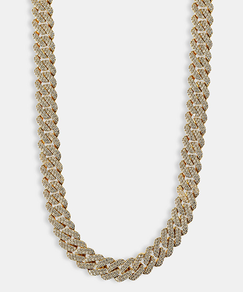 2) Iced Prong Cuban Chain - 14mm - Gold