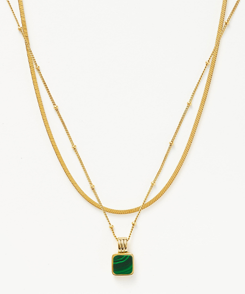 2) Lucy Williams Square Malachite Necklace